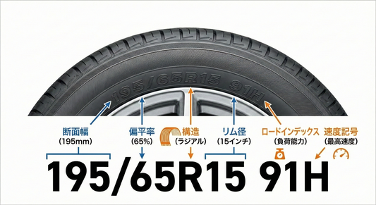 タイヤサイズの正しい見方・読み方ガイド｜195/65R15 91Hの意味や製造年週の確認方法まで